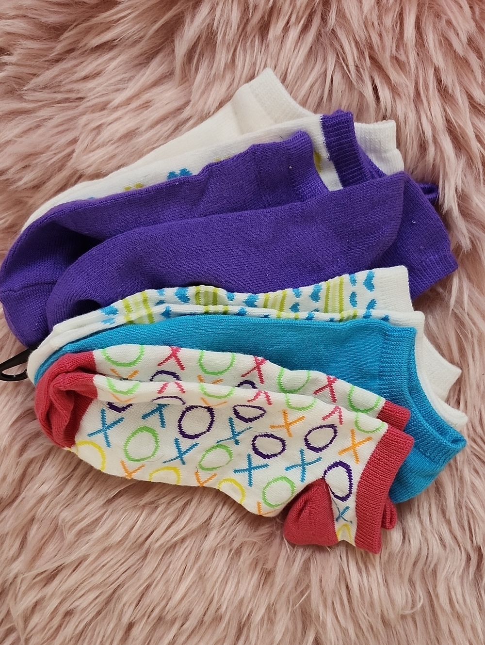 Y2K FIND!! Brand New 6CT BUNDLE XOXO LADIES COLORFUL NO SHOW SOCK-O/S